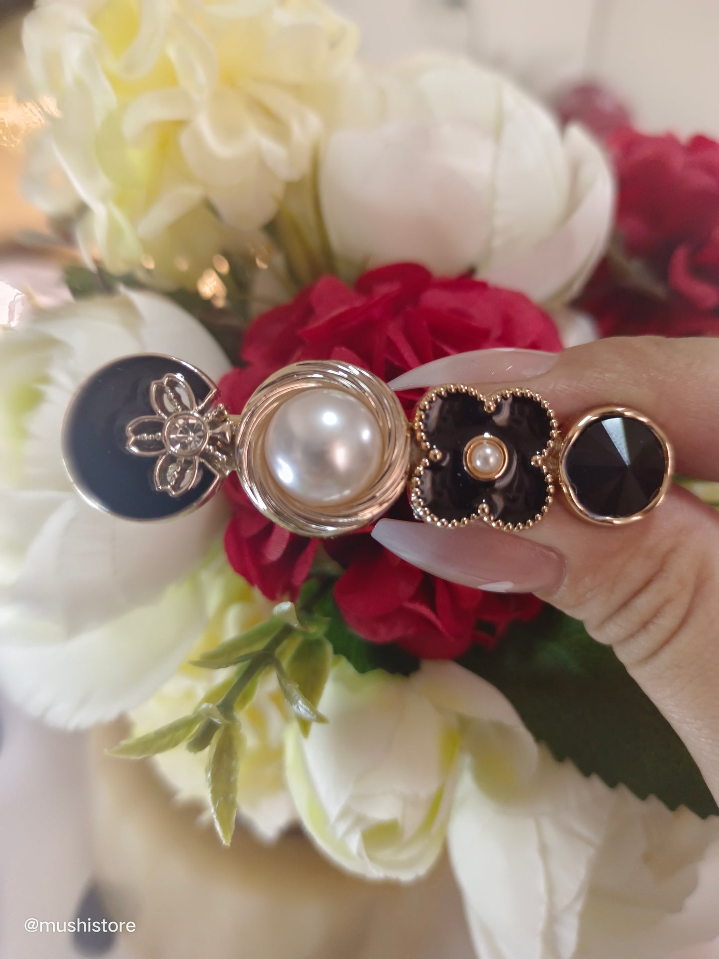 Set pinzas Black Flower