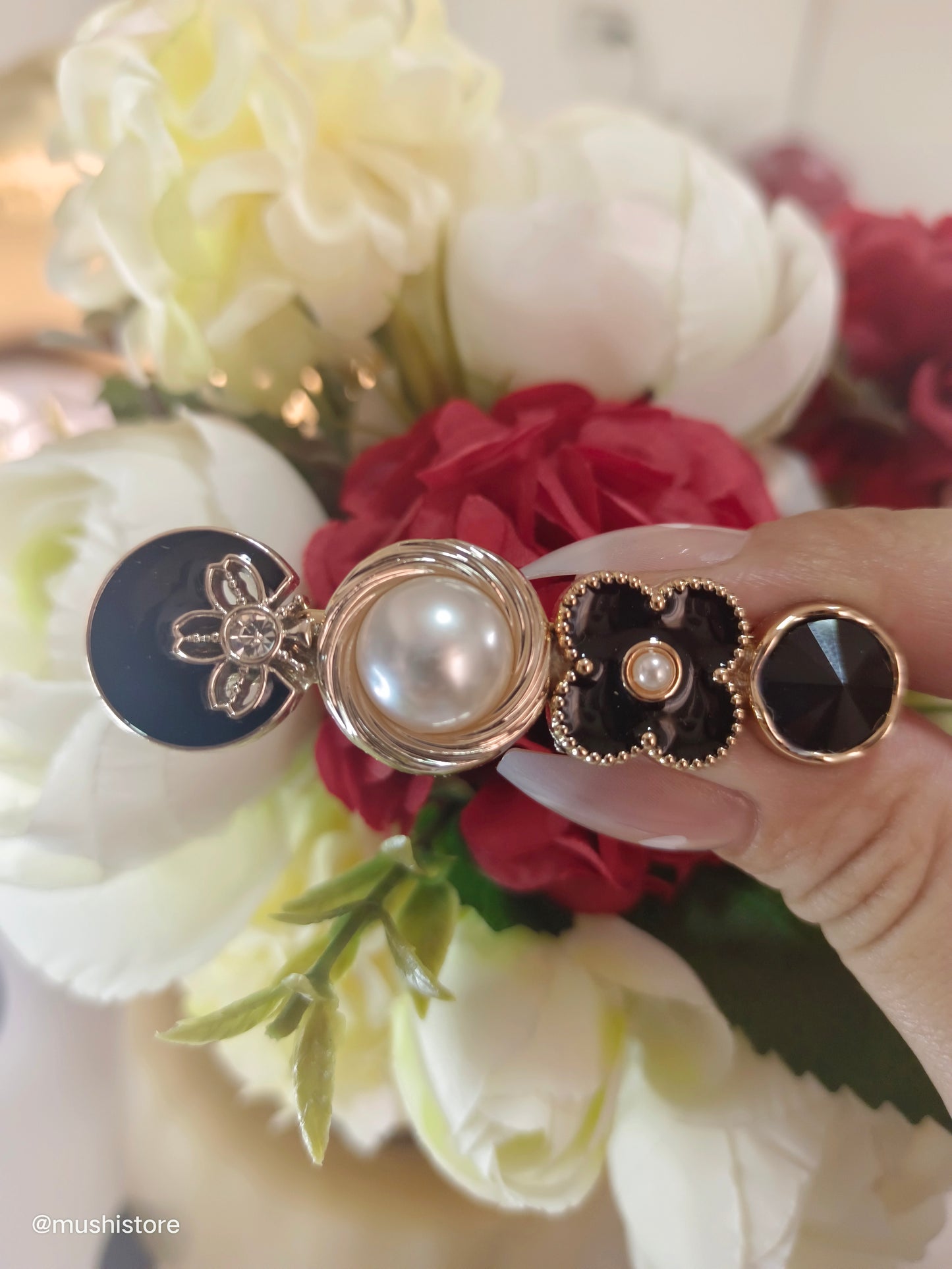 Set pinzas Black Flower