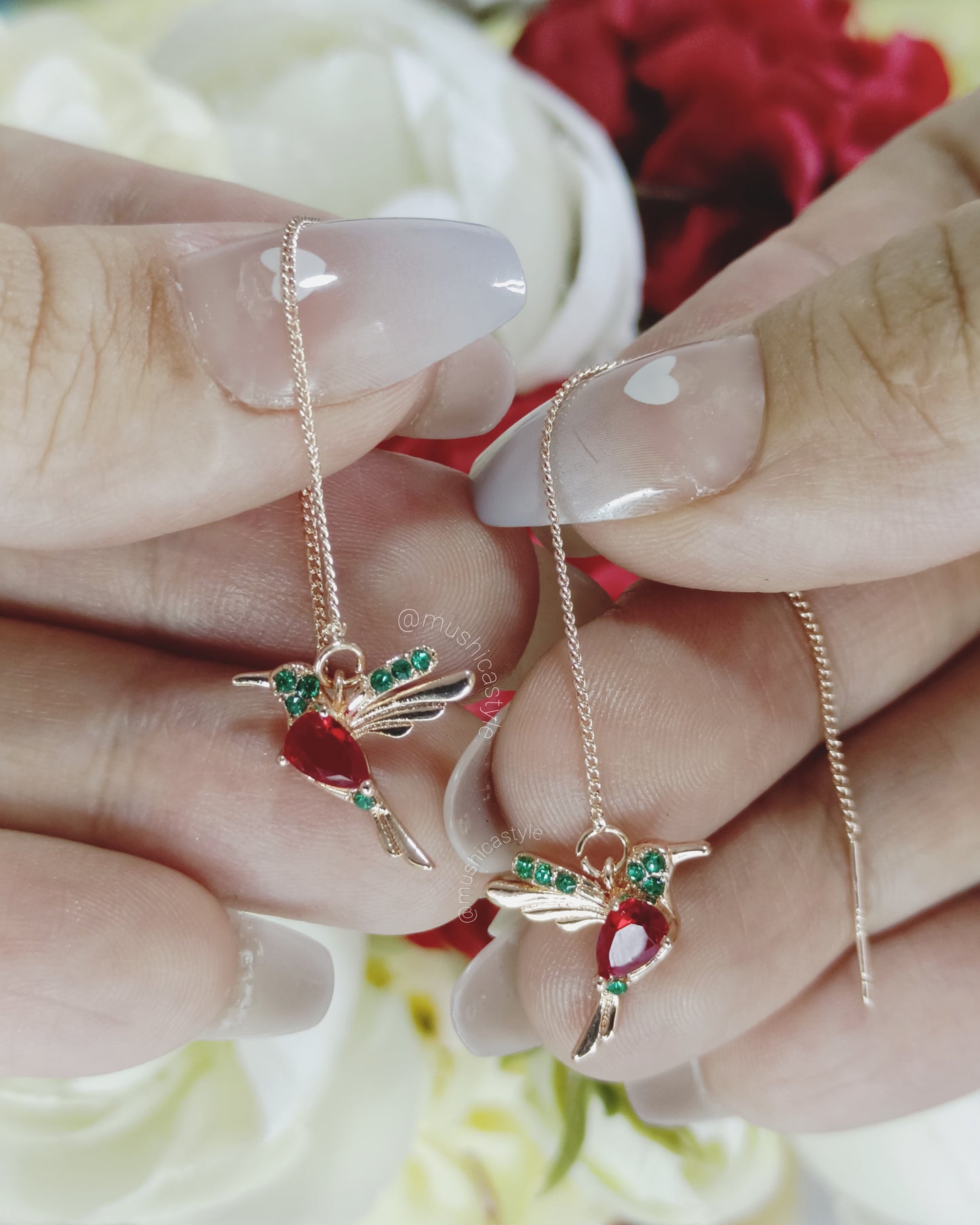 Aretes Colibrí Rojo y Verde