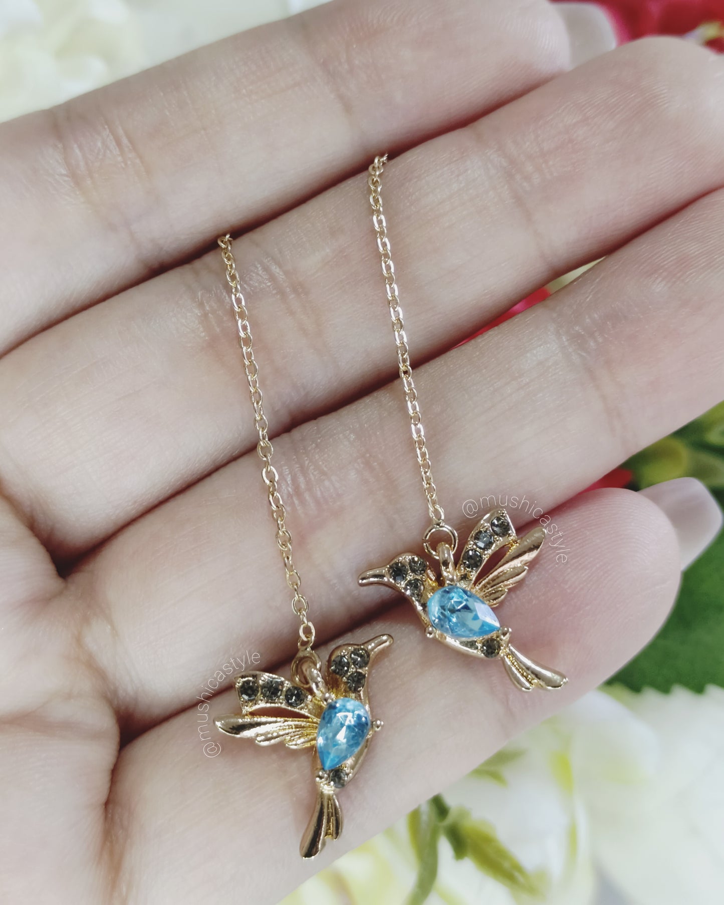 Aretes Colibrí Azul