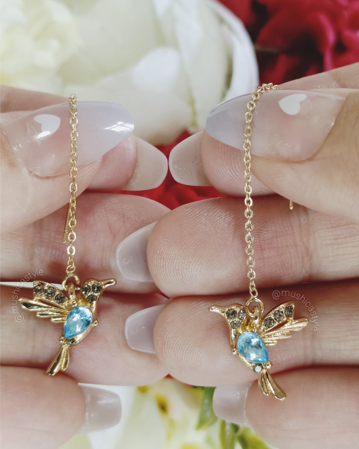 Aretes Colibrí Azul