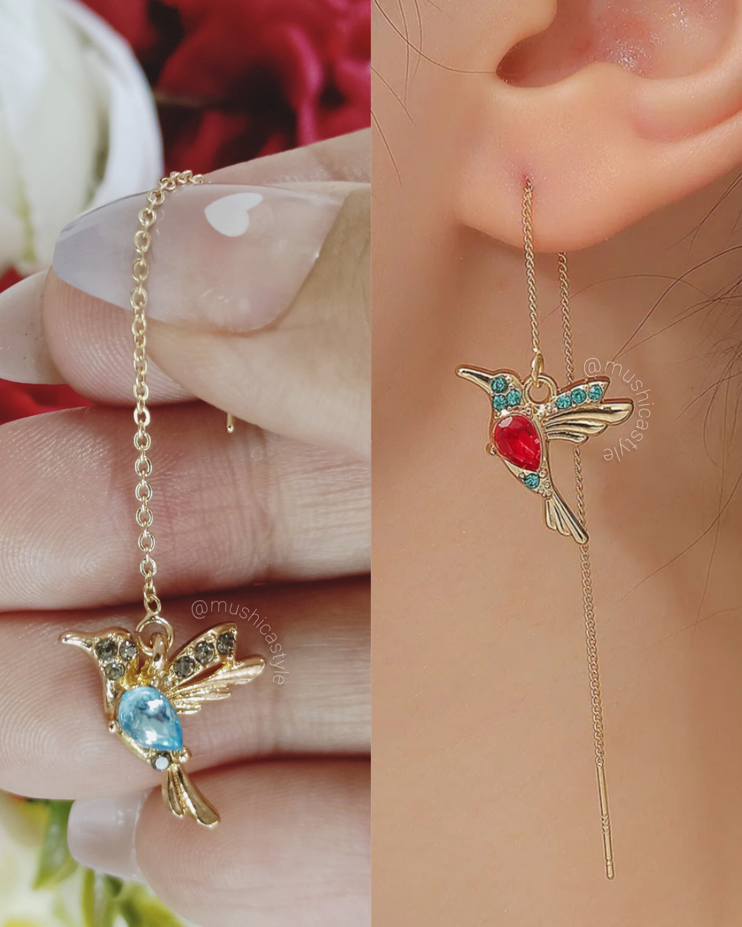 Aretes Colibrí Azul